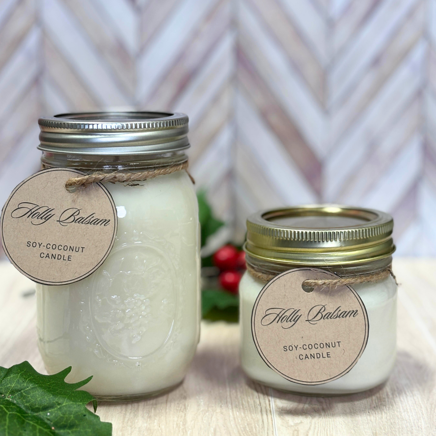 Holly Balsam Scented Candle – Hand-Poured in Delavan, WI | Premium Soy/Coconut Wax